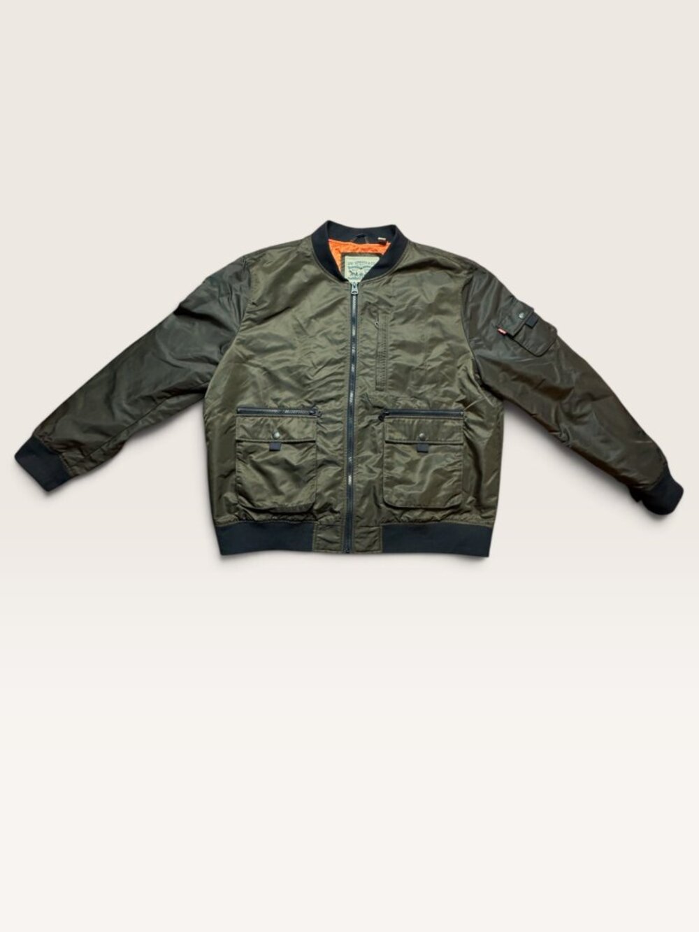 Levi's Mens XXL MA-1 Bomber Flight Jacket Olive Army Green Modern